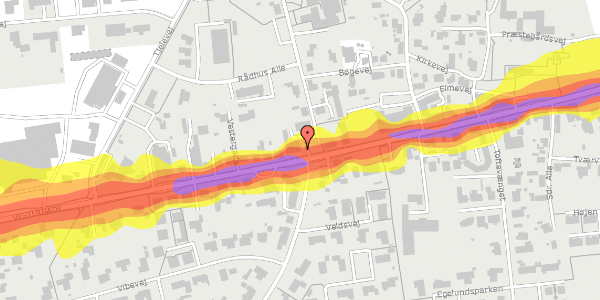 Trafikstøjkort på Vestergade 4, 8830 Tjele