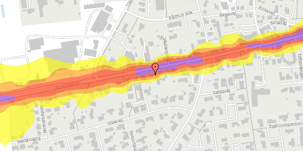 Trafikstøjkort på Vestergade 11, st. , 8830 Tjele