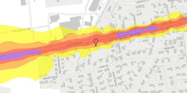 Trafikstøjkort på Vestergade 19, 8830 Tjele