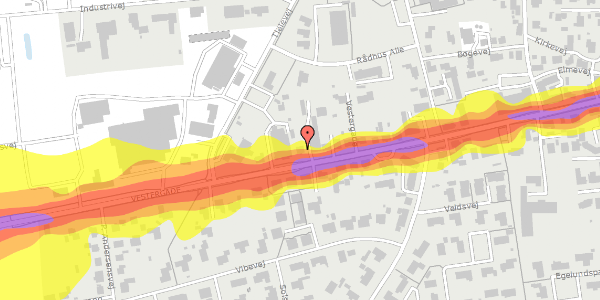 Trafikstøjkort på Vestergade 28, 8830 Tjele