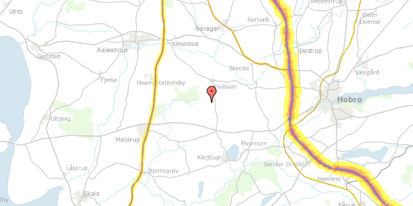Trafikstøjkort på Tværmarksvej 13, 9500 Hobro