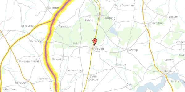 Trafikstøjkort på Skovmarken 2, 9510 Arden