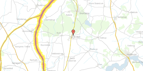 Trafikstøjkort på Skovmarken 13, 9510 Arden