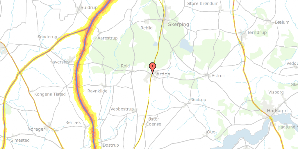 Trafikstøjkort på Myhlenbergvej 16, . 210, 9510 Arden