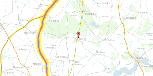 Trafikstøjkort på Rolighedsvej 14, 9510 Arden