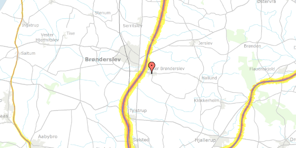 Trafikstøjkort på Ahornvej 16, 9700 Brønderslev