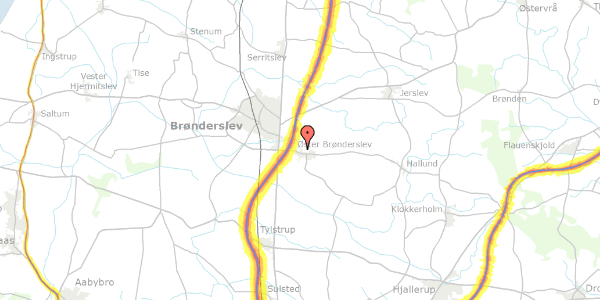Trafikstøjkort på Birkevej 8, 9700 Brønderslev