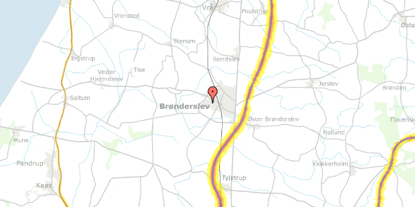 Trafikstøjkort på Brahmsvej 10, 9700 Brønderslev