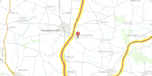 Trafikstøjkort på Broagervej 13, 9700 Brønderslev