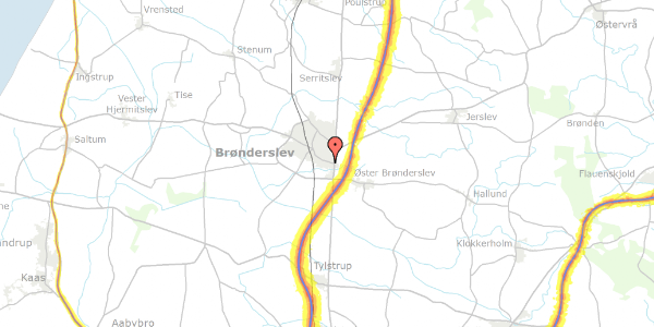 Trafikstøjkort på Bryggerivej 19, 9700 Brønderslev