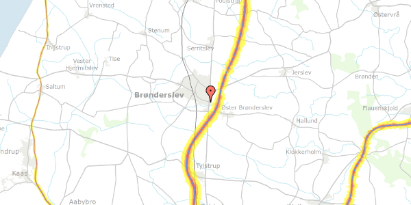Trafikstøjkort på Bryggerivej 33, 9700 Brønderslev