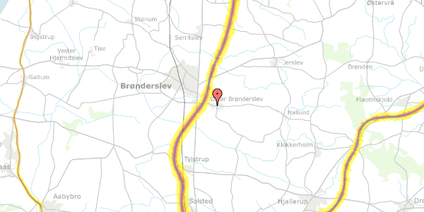 Trafikstøjkort på Cedervej 6, 9700 Brønderslev