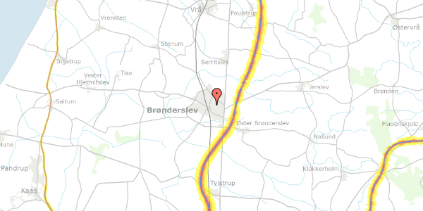 Trafikstøjkort på Dannebrogsgade 13, 2. th, 9700 Brønderslev