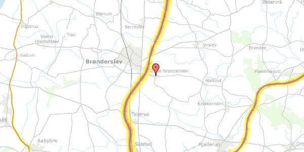 Trafikstøjkort på Elmevej 34B, 9700 Brønderslev