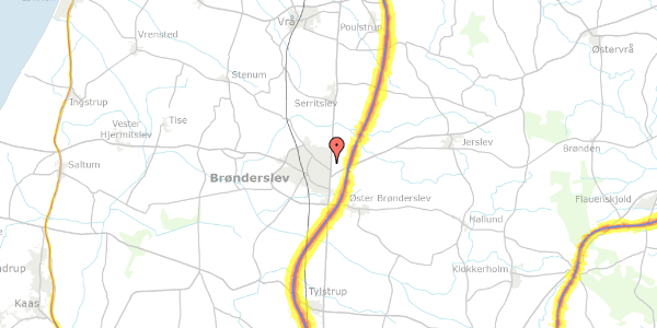 Trafikstøjkort på Eventyrvej 11, 9700 Brønderslev