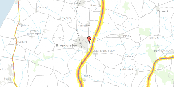 Trafikstøjkort på Frilandsvej 20, 9700 Brønderslev