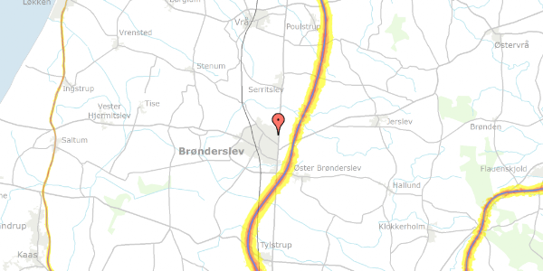 Trafikstøjkort på Frodesgade 8, 9700 Brønderslev