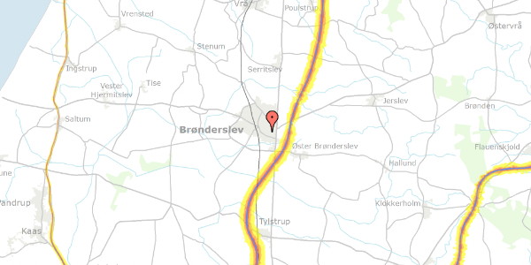 Trafikstøjkort på Godthåbsvej 10, 9700 Brønderslev