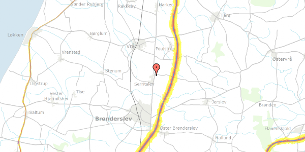 Trafikstøjkort på Gyvelvej 18, 9700 Brønderslev