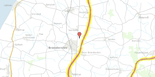 Trafikstøjkort på Hermesvej 5, 9700 Brønderslev