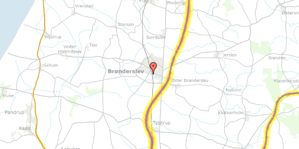 Trafikstøjkort på Hirsholmene 17, 9700 Brønderslev