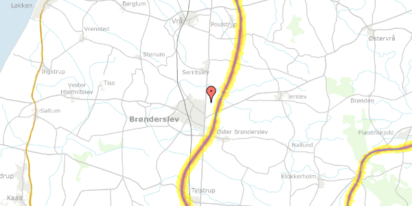 Trafikstøjkort på Hjørringvej 118, 9700 Brønderslev