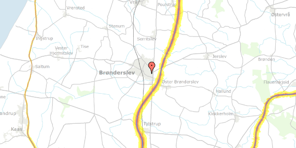 Trafikstøjkort på Hostrupsgade 7, 9700 Brønderslev