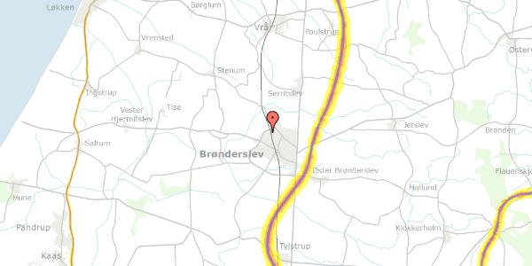 Trafikstøjkort på Kattegatsvej 22, 9700 Brønderslev