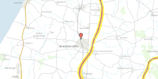 Trafikstøjkort på Kattegatsvej 34, 9700 Brønderslev