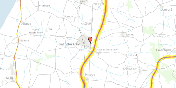 Trafikstøjkort på Kløvermarksvej 24, 9700 Brønderslev