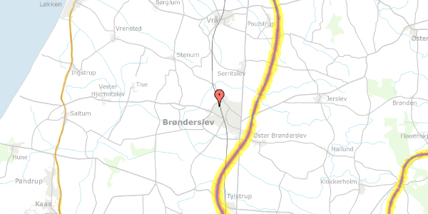 Trafikstøjkort på Nordsøvej 5, 9700 Brønderslev