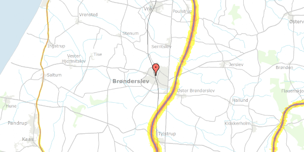 Trafikstøjkort på Norgesvej 11, 9700 Brønderslev