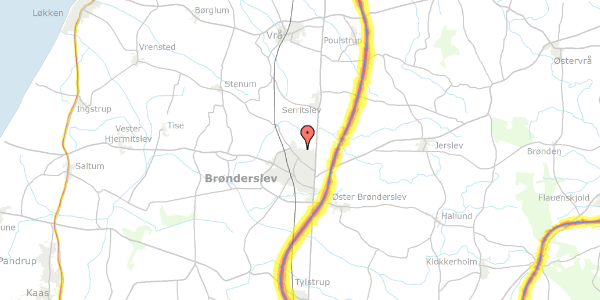 Trafikstøjkort på Odinsvej 28, 9700 Brønderslev