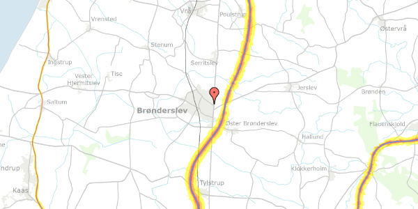 Trafikstøjkort på Reventlowsvej 2, 9700 Brønderslev