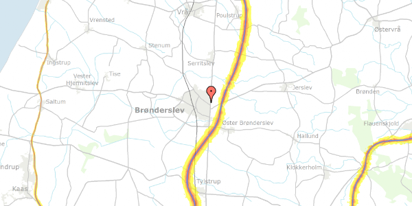 Trafikstøjkort på Reventlowsvej 7, 9700 Brønderslev