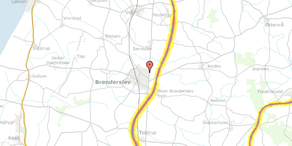 Trafikstøjkort på Rolfsgade 15, 9700 Brønderslev