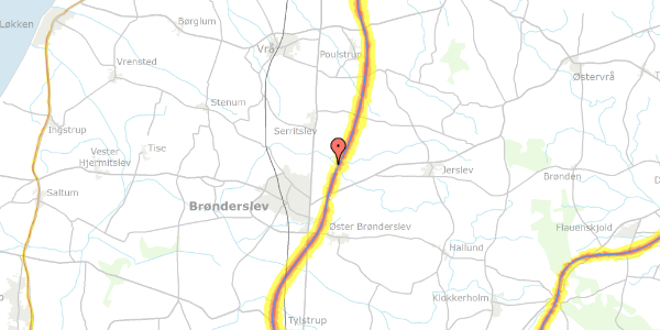 Trafikstøjkort på Stadevej 143, 9700 Brønderslev