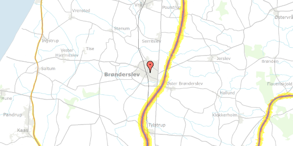 Trafikstøjkort på Søndergade 8, 1. th, 9700 Brønderslev