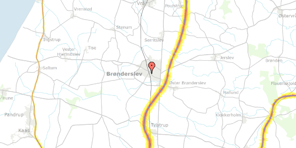 Trafikstøjkort på Søndergade 37, 9700 Brønderslev