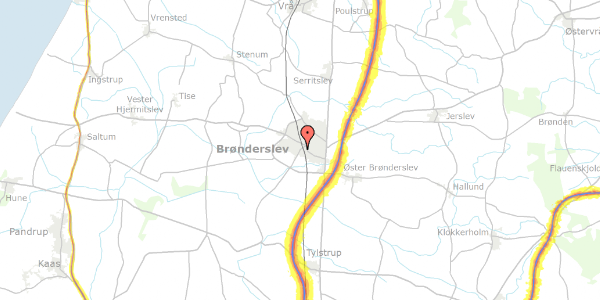 Trafikstøjkort på Søndergade 43, 9700 Brønderslev