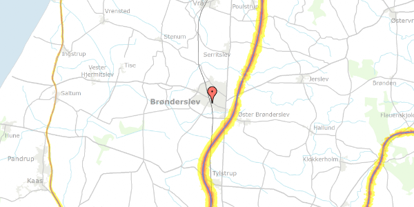 Trafikstøjkort på Søndergade 60, 9700 Brønderslev