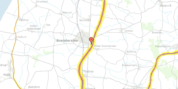 Trafikstøjkort på Teglværksvej 6, 9700 Brønderslev