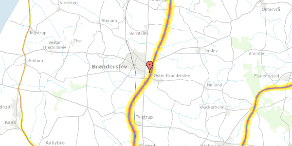 Trafikstøjkort på Teglværksvej 20, 9700 Brønderslev