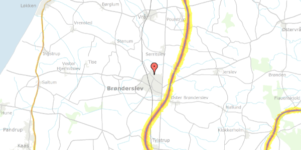 Trafikstøjkort på Tolstrupvej 61, 9700 Brønderslev