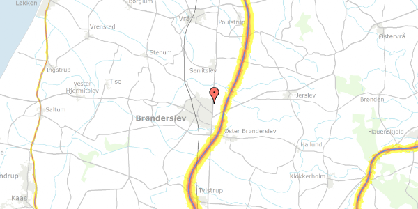 Trafikstøjkort på Tommelisevej 12, 9700 Brønderslev