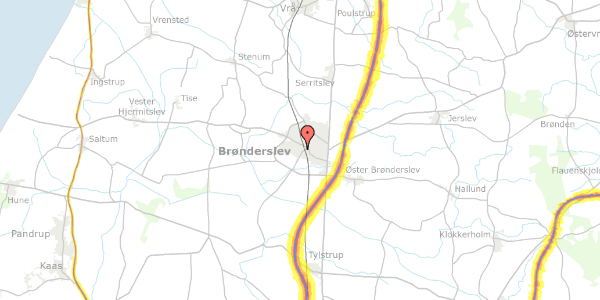 Trafikstøjkort på Urfuglevej 5, 9700 Brønderslev