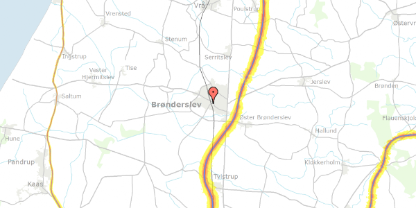 Trafikstøjkort på Urfuglevej 9, 9700 Brønderslev