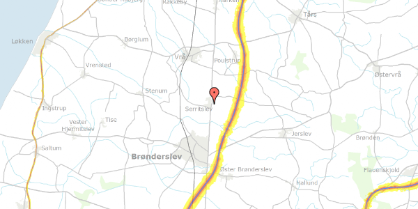 Trafikstøjkort på Vedbendvej 6, 9700 Brønderslev