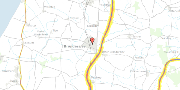 Trafikstøjkort på Vestergade 12, 9700 Brønderslev