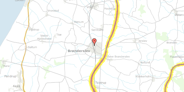 Trafikstøjkort på Vestskoven 67, 9700 Brønderslev